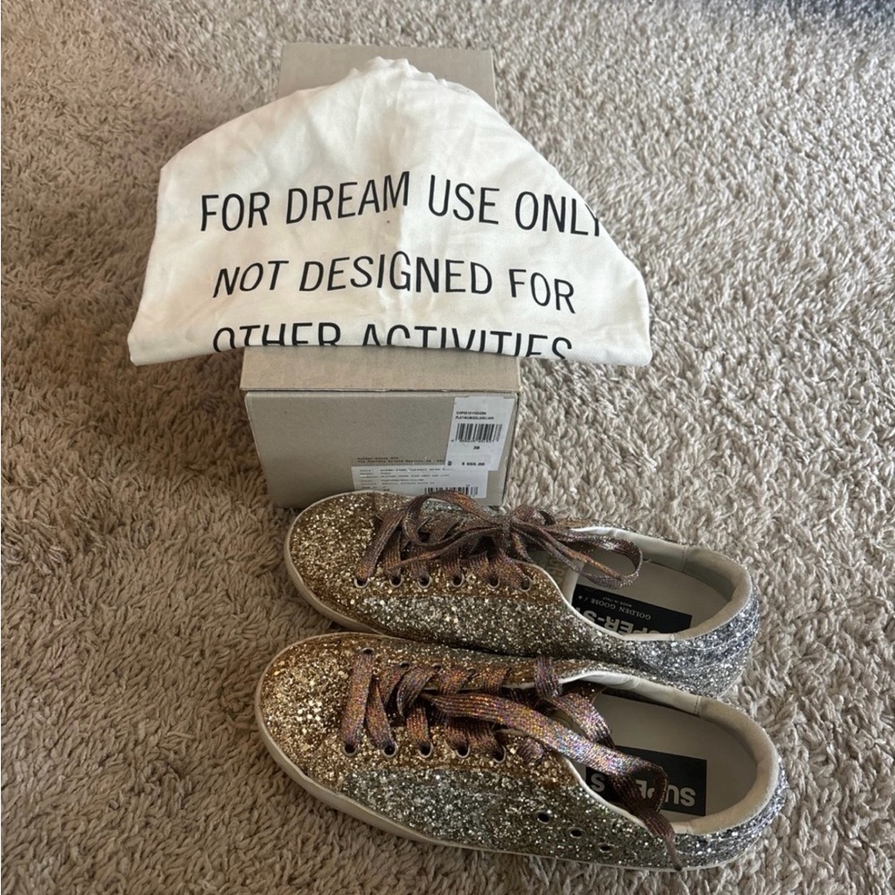 Authentic Golden Goose Super Star Glitter Sneakers